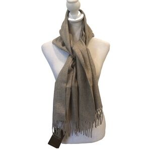 SOL Baby Alpaca scarf. Beige fringe winter wrap classic neutral cozy warm unisex